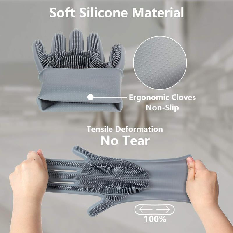 Pet Grooming Gloves - Gentle Dog Bathing Shampoo Brush with Enhanced Five Finger Design - Massage Mitt for Reliable Grooming
