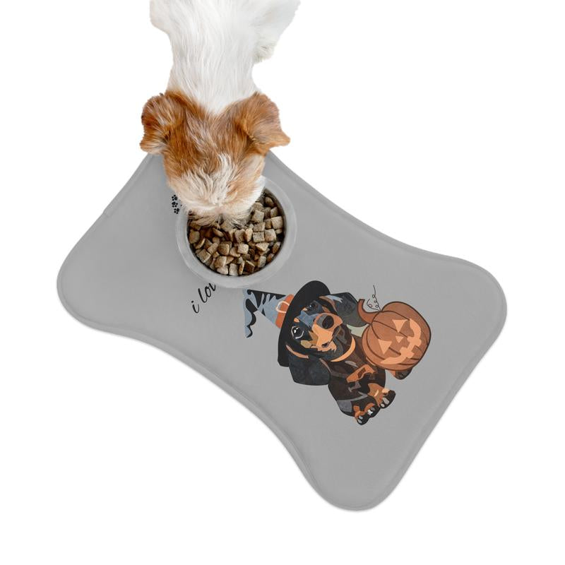 Halloween Pet Feeding Mat - I Love My Pet Design, Dog Bowl Mat, Funny Pet Gift, Cat Feeding Station, Unique Pet Decor