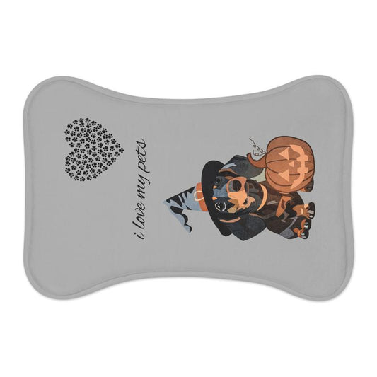 Halloween Pet Feeding Mat - I Love My Pet Design, Dog Bowl Mat, Funny Pet Gift, Cat Feeding Station, Unique Pet Decor